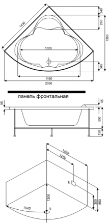 BAS Хатива 143x143 Акриловая ванна без гидромассажа