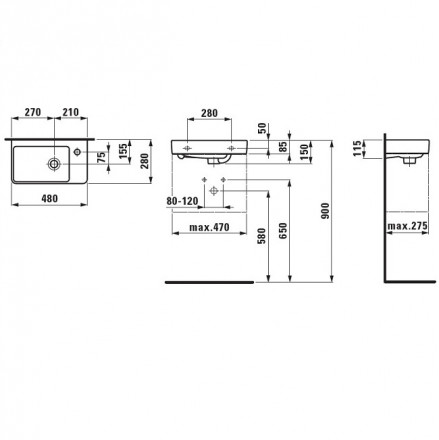 Laufen Pro 8.1595.4.000.104.1 раковина 48x28 см