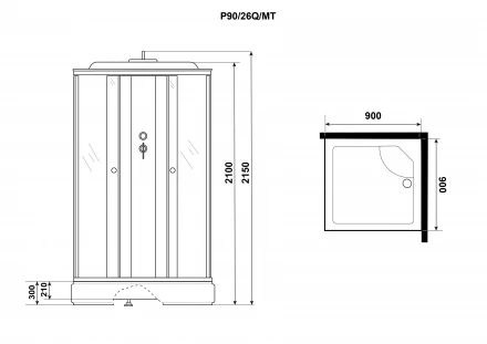 Niagara P90/26Q/MT 90x90 душевая кабина