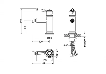 AQUATEK КЛАССИК AQ1518PG смеситель для биде