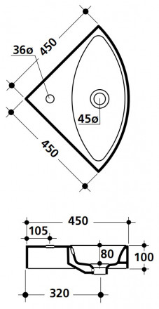 Kerasan Cento 3541 Раковина 45x45 угловая