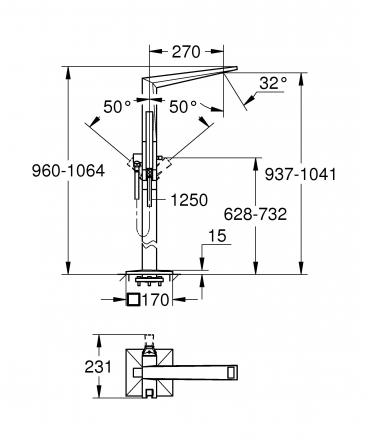 Grohe Allure Brilliant 23119000 Смеситель для ванны напольный
