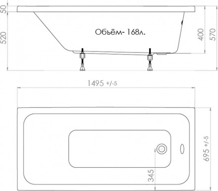 Triton Ультра-150 акриловая ванна 150x70