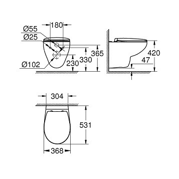 Grohe Bau Ceramic 39351000 Унитаз подвесной безободковый