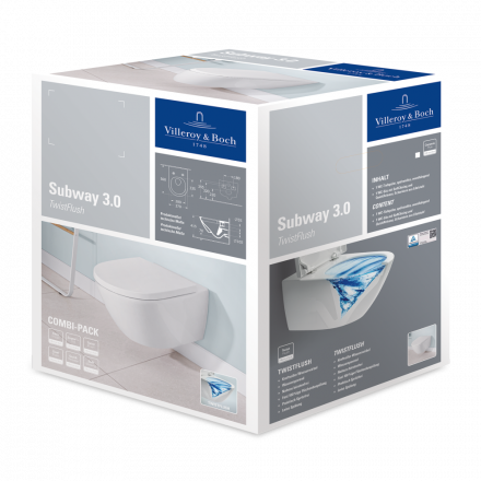 Унитаз подвесной Villeroy Boch SUBWAY 3.0 4670TS01 с сиденьем SoftClos