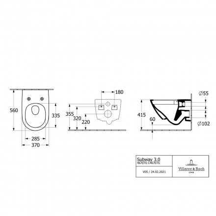 Унитаз подвесной Villeroy Boch SUBWAY 3.0 4670TS01 с сиденьем SoftClos