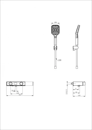 Wonzon &amp; Woghand Shelf WW-B2551-MW Смеситель для ванны с душем и термостатом брашированное золото