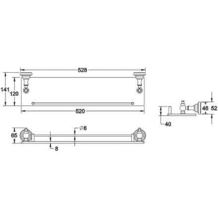 Rose RG1119Q Полка стеклянная 1-ярусная бронза