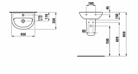 Laufen Pro 8.1595.2.000.104.1 раковина 45x33 см