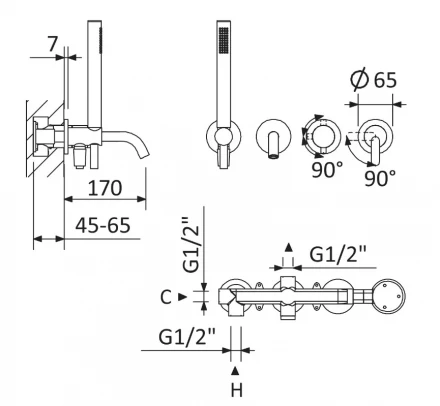 CEZARES LEAF-VDIM3-L-01 встраиваемый смеситель