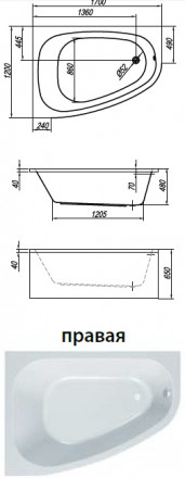 Kolpa san Chad D 170x120 Basis акриловая ванна правая