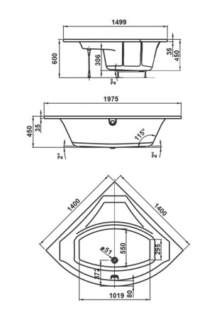 Vagnerplast Veronela Corner 140x140 акриловая ванна