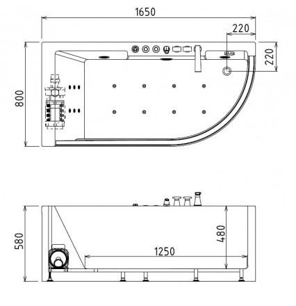 Gemy G9227 E L Акриловая ванна 165x80 левая