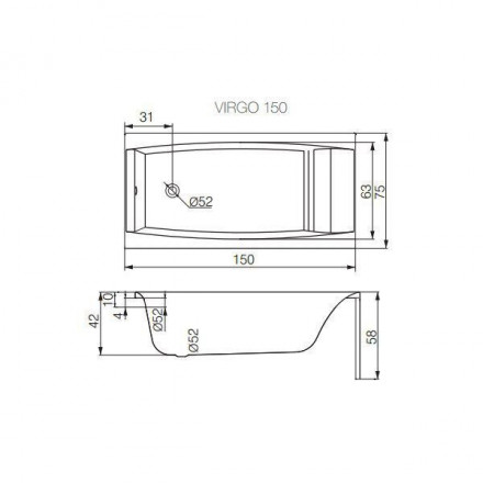 Cersanit Virgo 150 WP-VIRGO*150 ванна акриловая 150x75