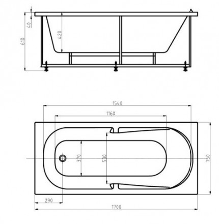 Aquatek Лея 170x75 Акриловая ванна