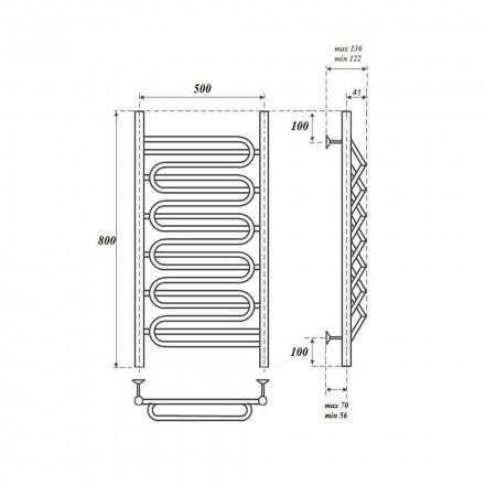 Полотенцесушитель водяной Point PN01158S П7 500x800, хром
