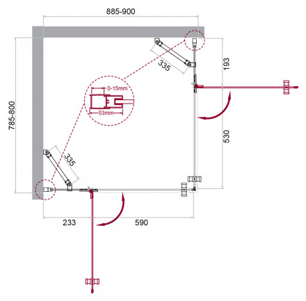 BelBagno KRAFT-AH-22-90/80-C-Cr-L душевой уголок