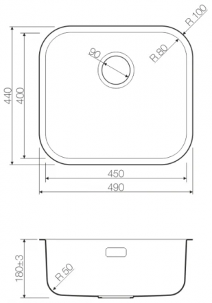 Omoikiri Ashino 49-GM мойка 490x440 вороненая сталь