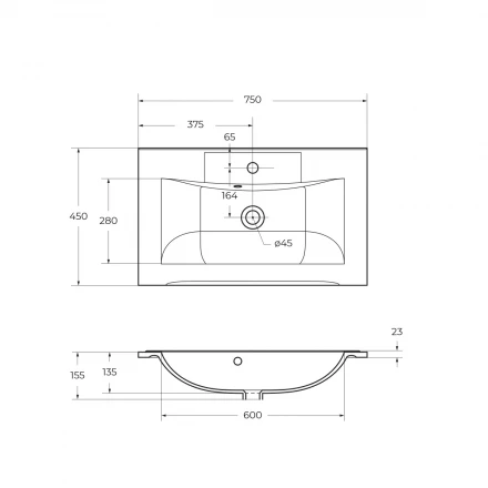 BelBagno MARINO-H60-1200-2C-SO-RN-P тумба с раковиной подвесная