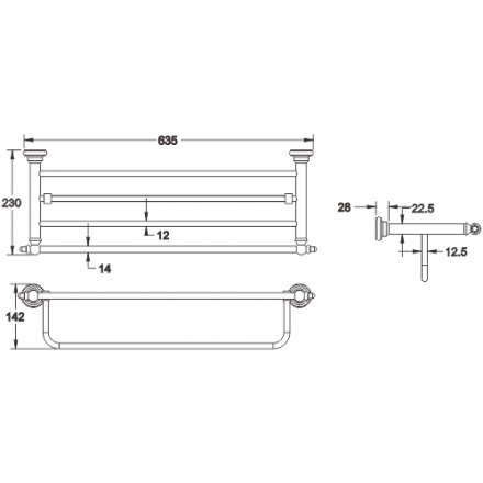Rose RG1108Q Полка для полотенца бронза