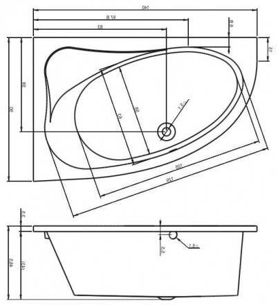Riho Lyra 140x90 без гидромассажа акриловая ванна правая