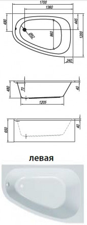 Kolpa san Chad L 170x120 Basis акриловая ванна левая