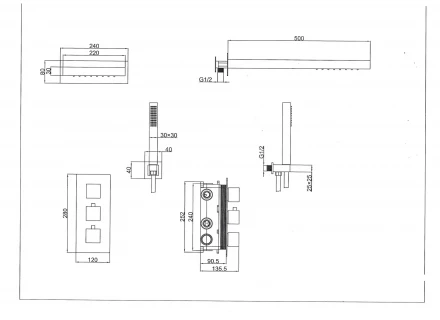 Santiline SL-9019 Душевой комплект скрытого монтажа с термостатом