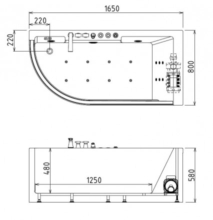 Gemy G9227 E R Акриловая ванна 165x80 правая