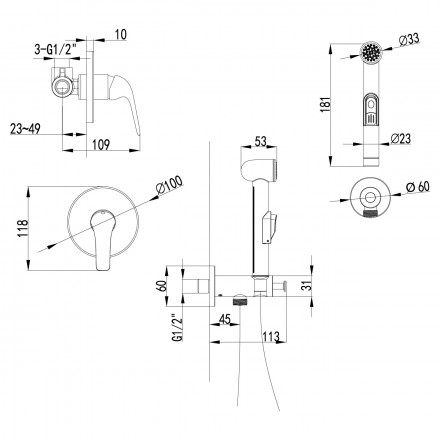 Lemark Plus Advance LM1219C смеситель с гигиеническим душем, встраиваемый