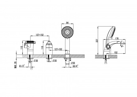 Lemark Poseidon LM4245Cсмеситель на борт ванны