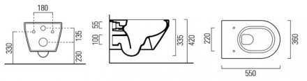 GSI KUBE 891511 Повесной унитаз безободковый с сиденьем MS86CSN11 Soft close