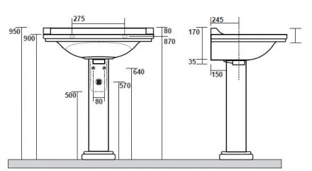 Kerasan Waldorf 4141K1bi/cr*1 Раковина 80х55
