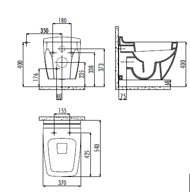 Creavit Bull BL320-11CB00E-0000 унитаз подвесной (чаша)