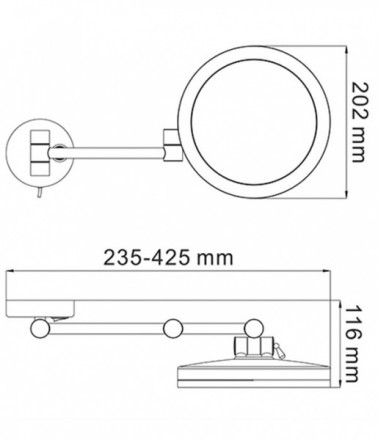 Wasserkraft K-1004 Зеркало с LED-подсветкой, 3-х кратным увеличением