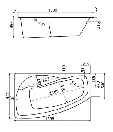 Акриловая ванна Santek Майорка XL 160x95 без гидромассажа (правая)
