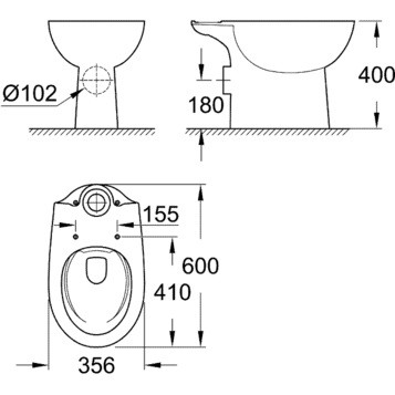 Grohe Bau Ceramic 39349000 Унитаз напольный безободковый (чаша)