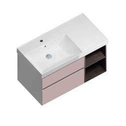 Kerama Marazzi Cubo 90 тумба подвесная с ящиками левая, Мальва матовая-древесная