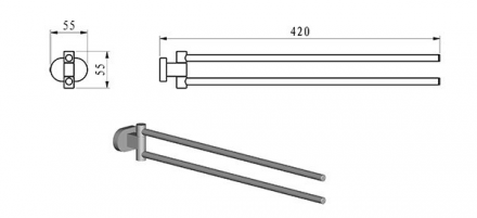 Ravak CR 340.00 Полотенцедержатель (поворотный), 42 см