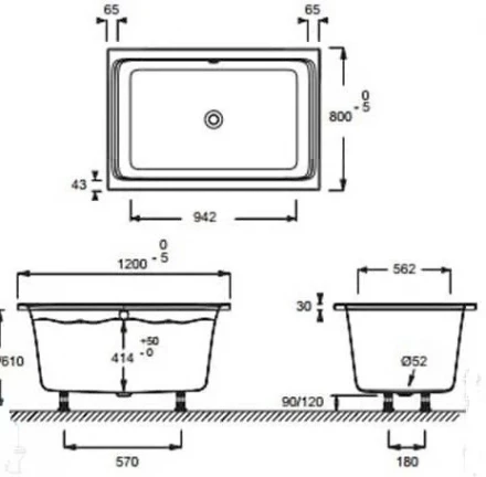 Jacob Delafon Capsule E6D122-00 Акриловая ванна 120x80