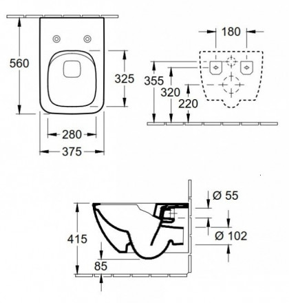 Villeroy Boch Venticello 4611RSR1 Унитаз подвесной (чаша)