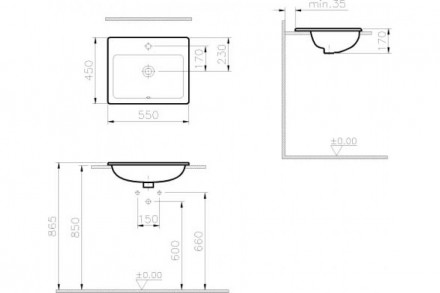 Vitra S20 5465B003-0001 раковина встариваемая 55x45 см