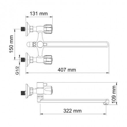 Wasserkraft Amper 2902L Смеситель для ванны с длинным изливом