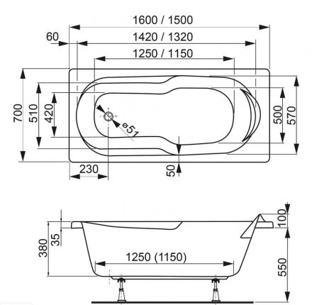 Vagnerplast Nymfa 160x70 акриловая ванна