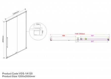 Vincea Arno VPS-1A120CG душевая дверь