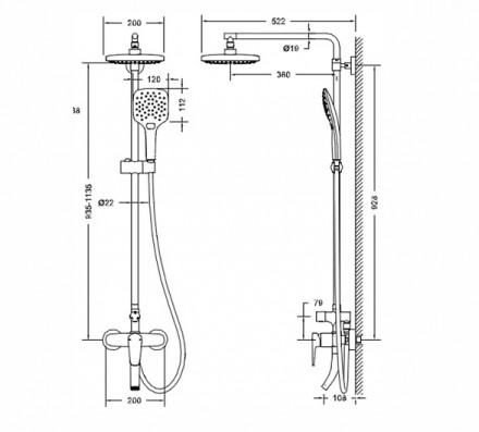 Bravat Source F6173218CP-A-ENG душевая стойка для ванны