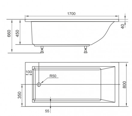 Ванна Castone Элеон 170x80 с ножками