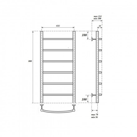 Полотенцесушитель водяной Point PN04148 П6 400x800, хром