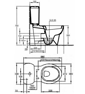 Jacob Delafon Ove 19974W-00 Напольный унитаз с крышкой soft close