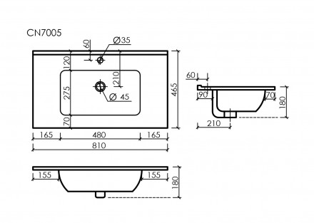 Sancos Element CN7005 раковина 80 см