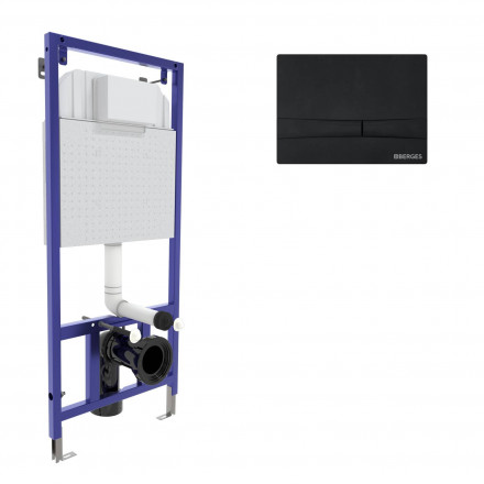BERGES NOVUM 40255 инсталляция для унитаза кнопка F5 Soft Touch, черная